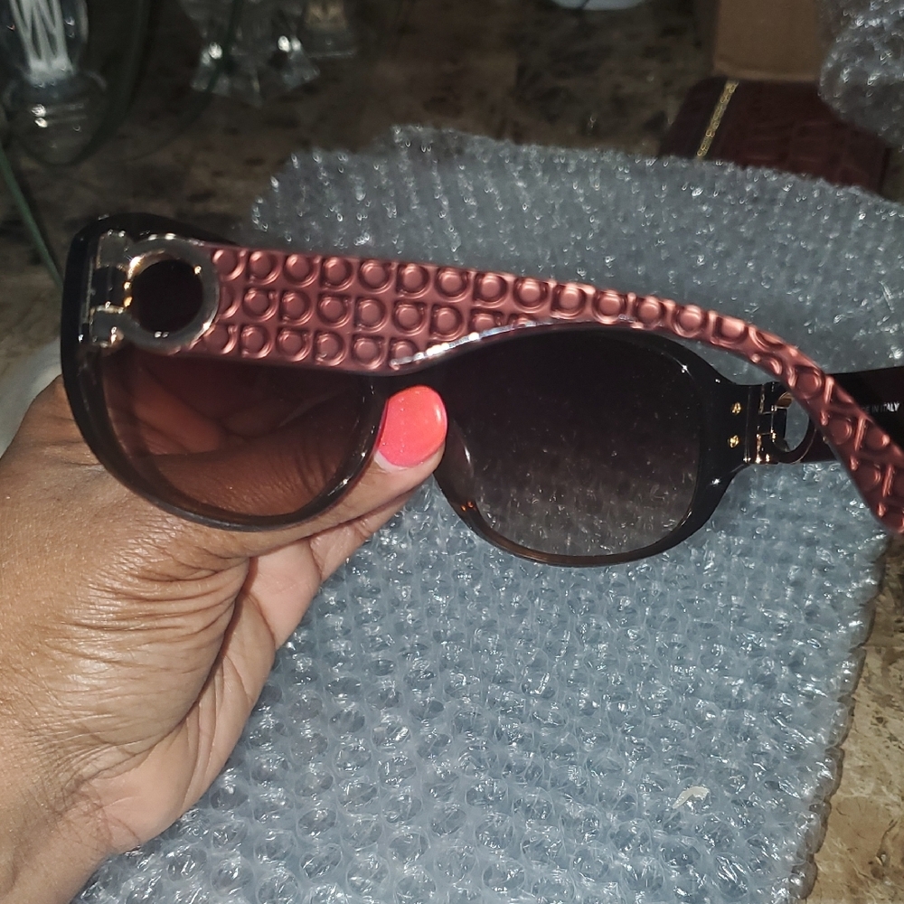 Salvatore Ferragamo Brown and Gold Sunglasses